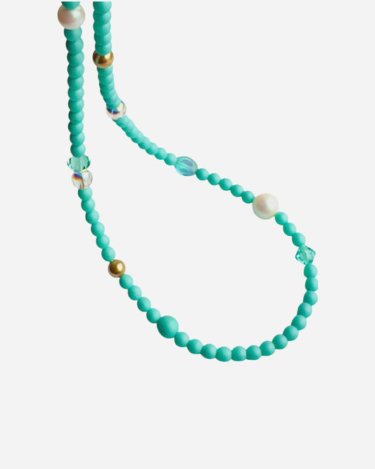 Sherbet drop turquoise crystal pearl chocker