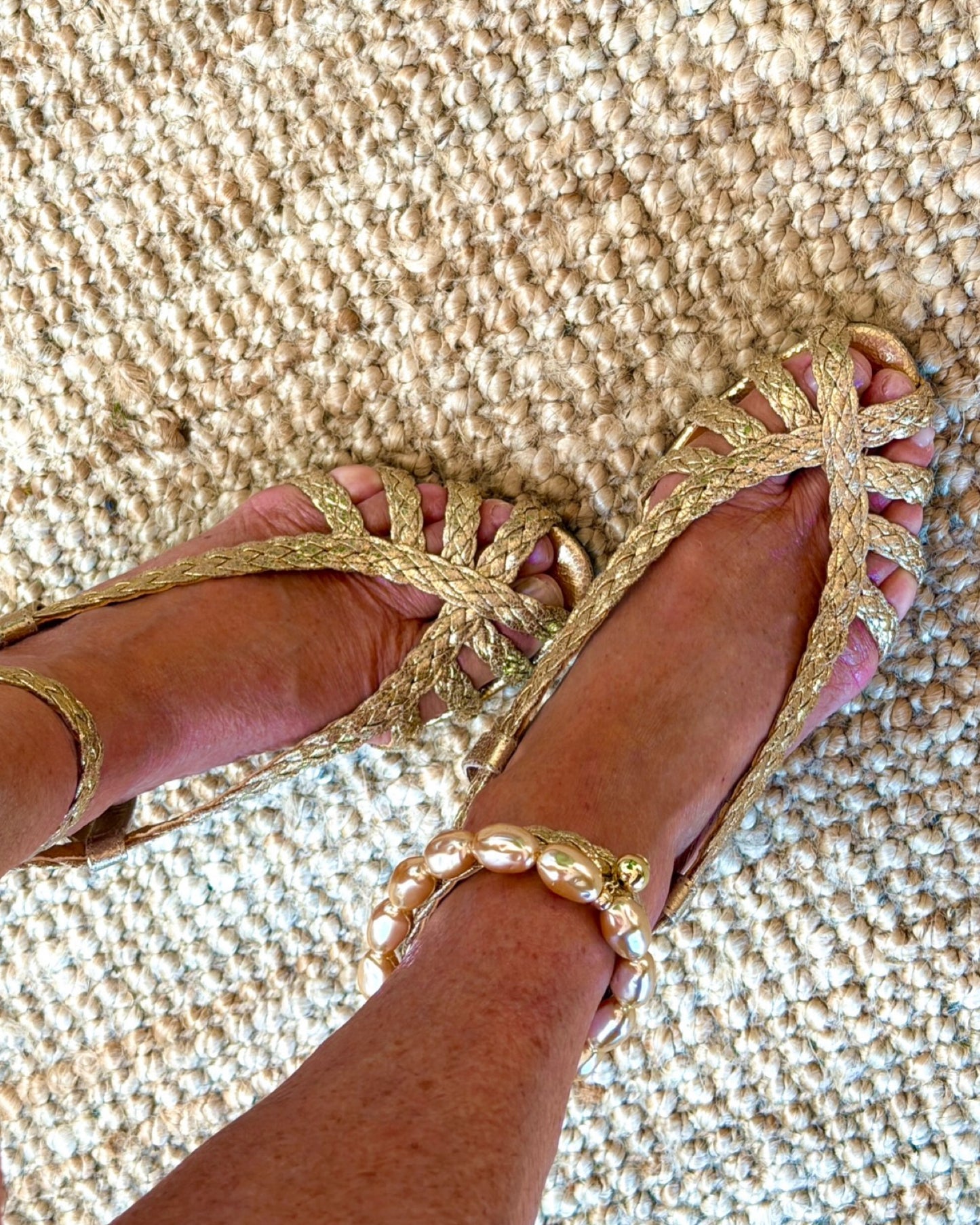 Deepest gold vintage Japanese pearl anklet