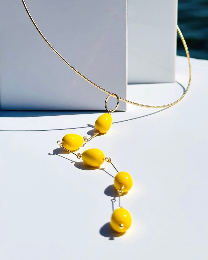 Allegra delicate gold collar + buttercup yellow drop pendant