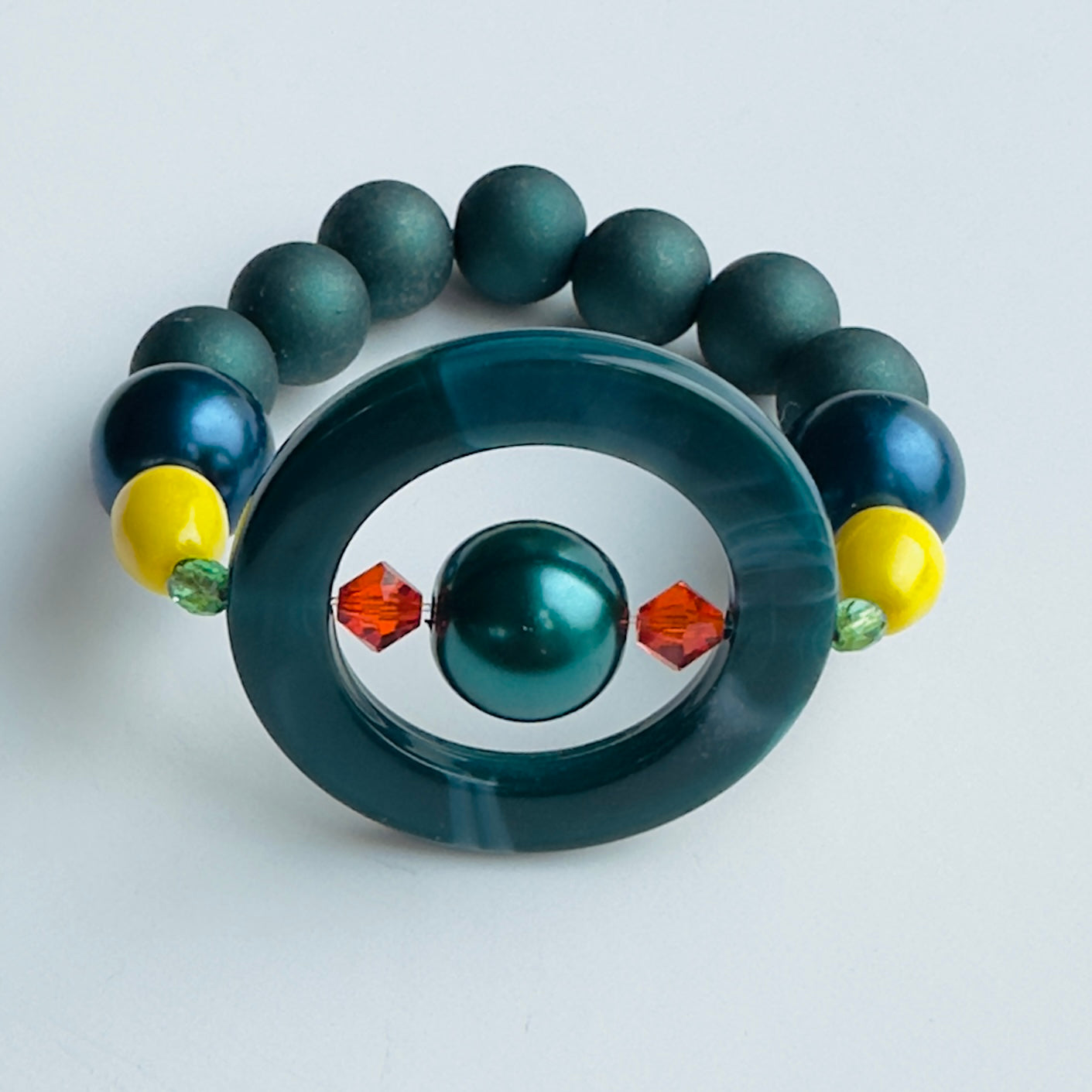 Disco queen deep turquoise + crystal disc bracelet