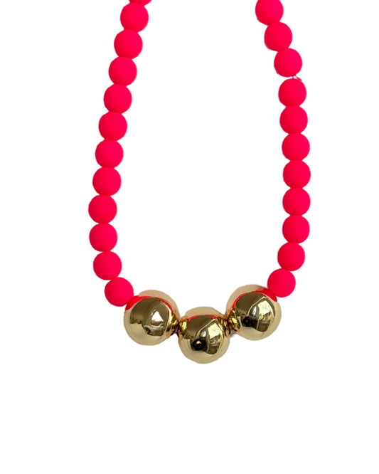 Betty boo neon pink pearl and gold anklet