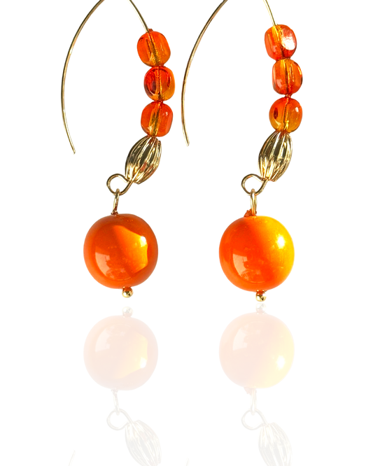 Carrie melon crystal gold drop earrings