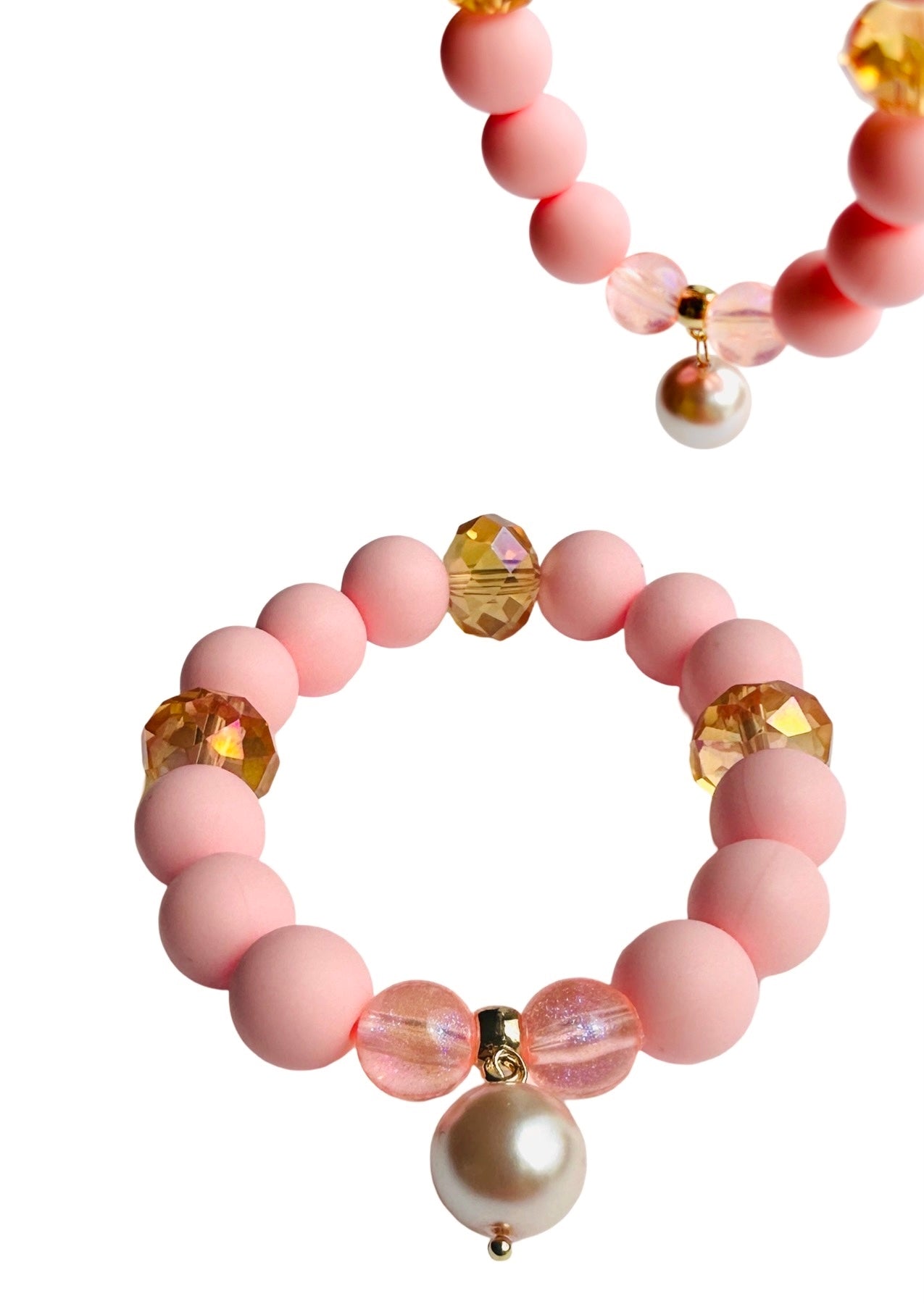 Peach pink crumpet bracelet