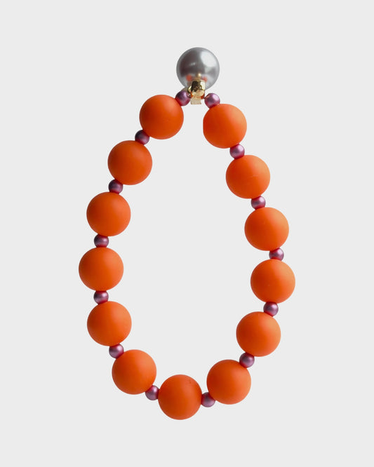 Beau tangerine bead + purple pearl bracelet, drop lilac crystal pearl
