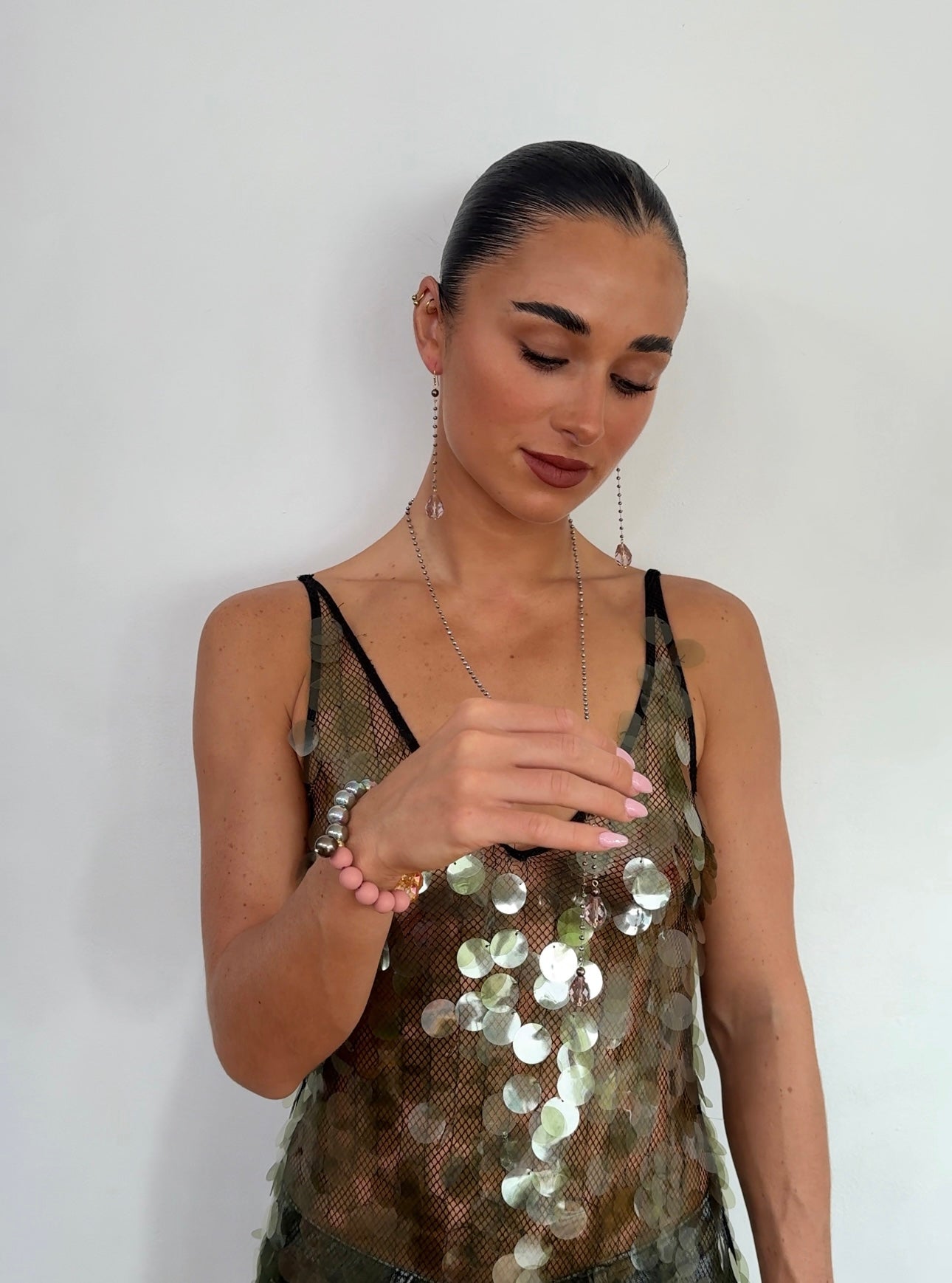 Maya Mink crystal long drop earrings