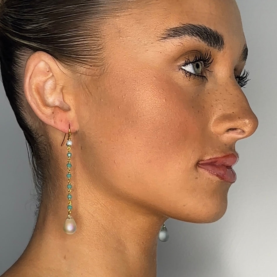 Rosie drop earrings in sea green