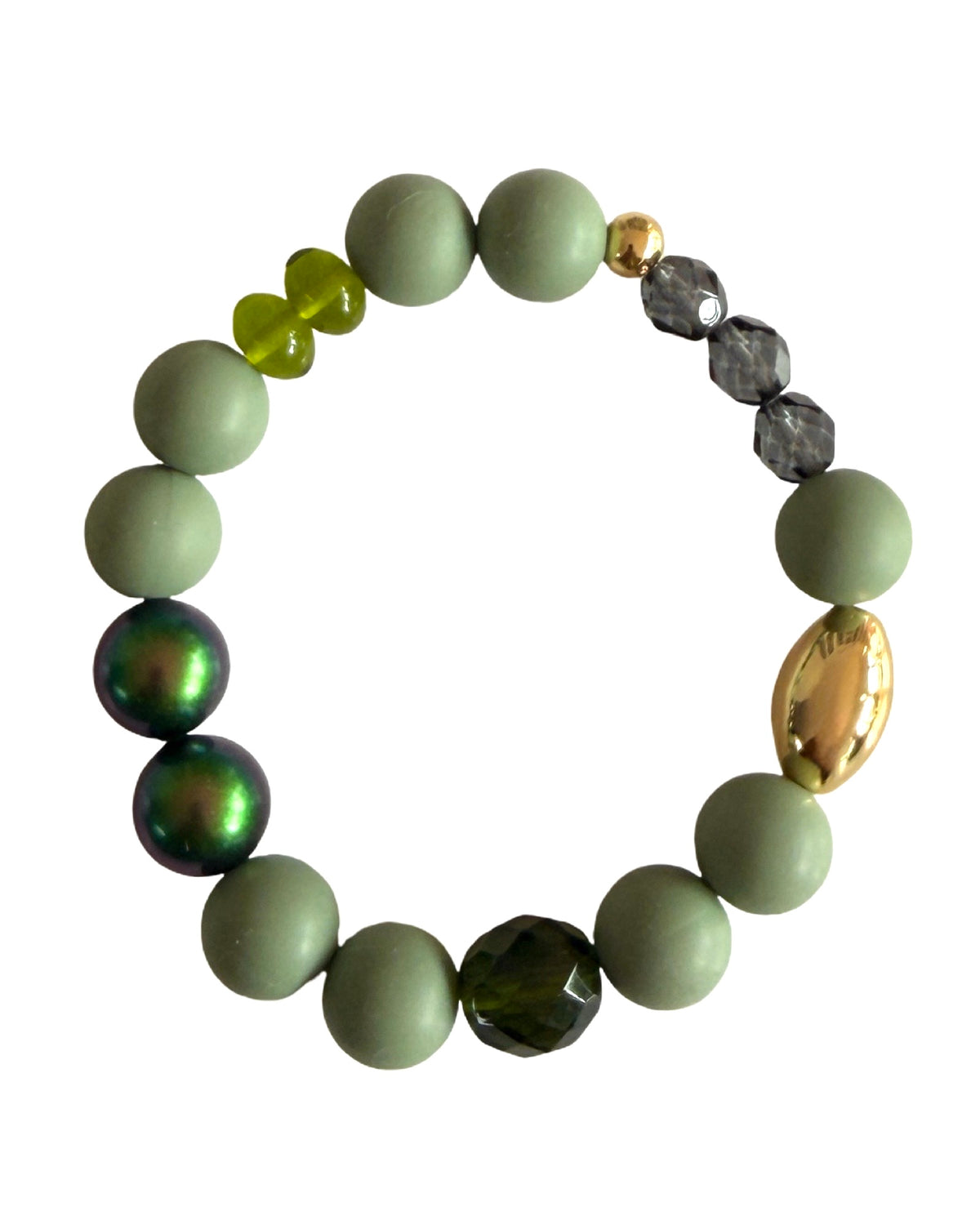 Honey Bunny Forest Green Crystal Pearl Bracelet