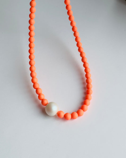 Gilda tangerine crystal pearl necklace