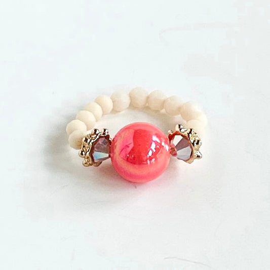 Strawberries + cream crystal ring