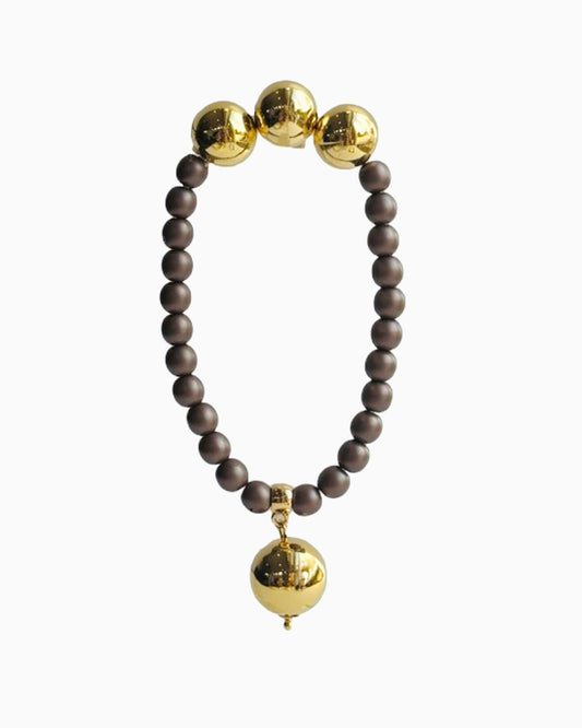 Betty boo mocca crystal pearl gold beaded bracelet