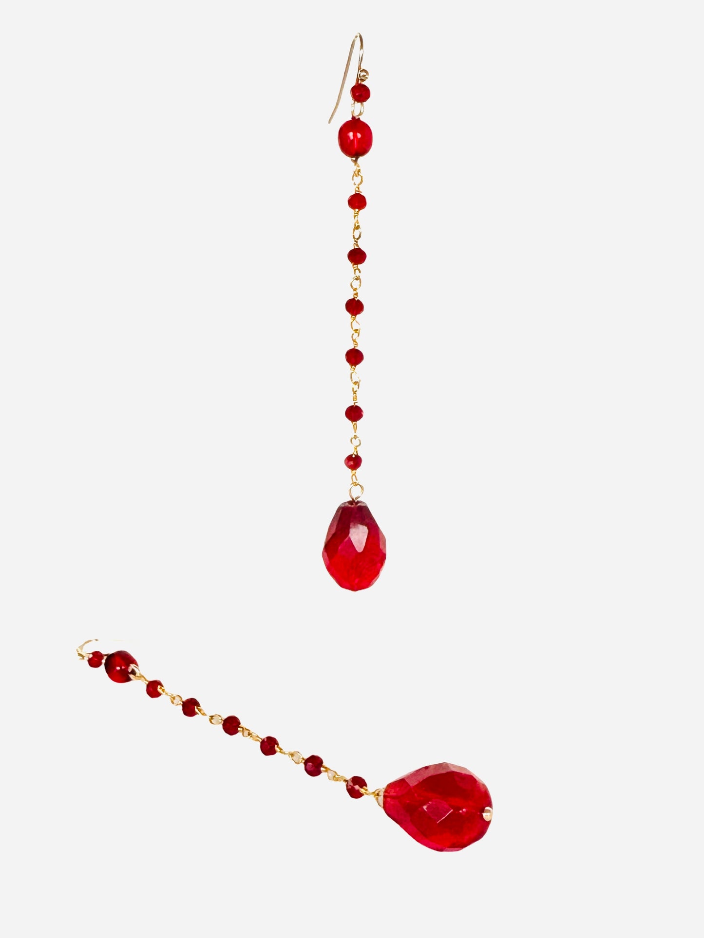 Maya red crystal drop earrings