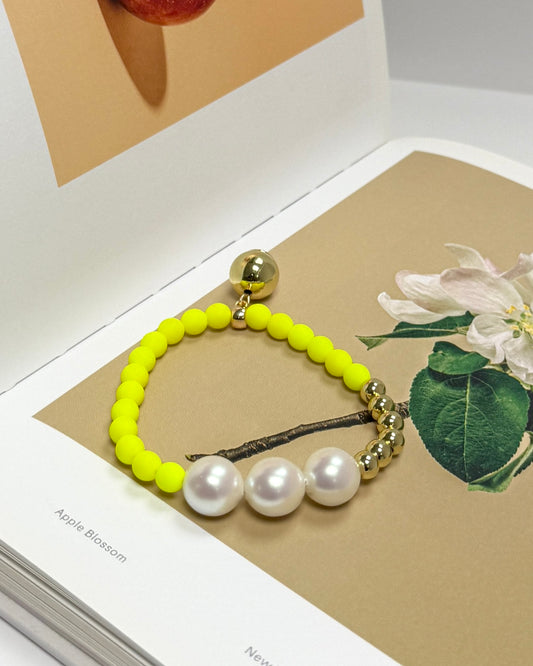 Babs butterfly soft neon yellow crystal & gold bracelet