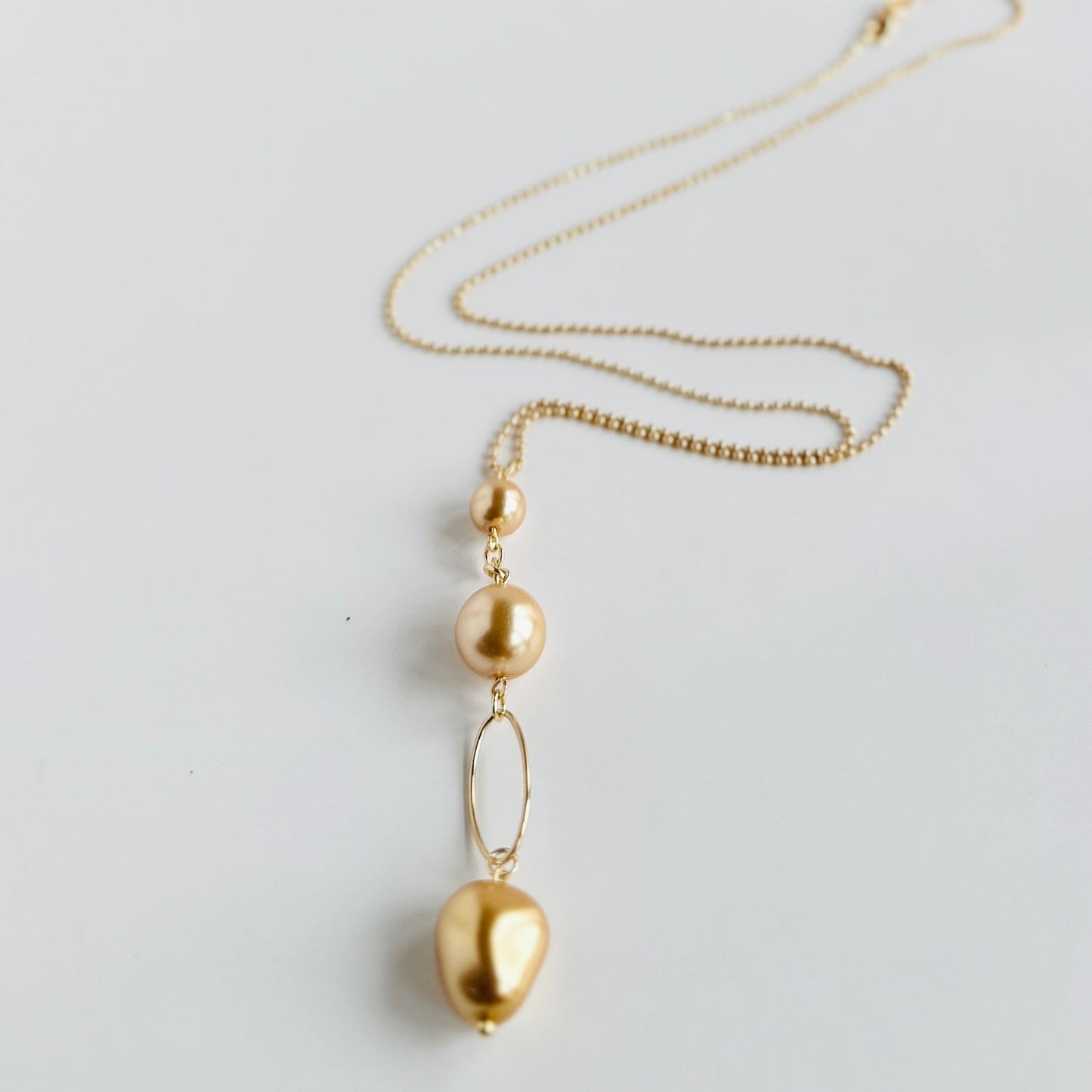 Portia 14k gold filled chain, baroque crystal pearl drop necklace