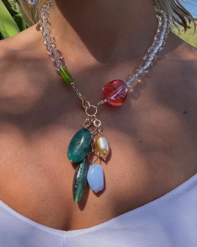 Annika drop vintage beaded necklace