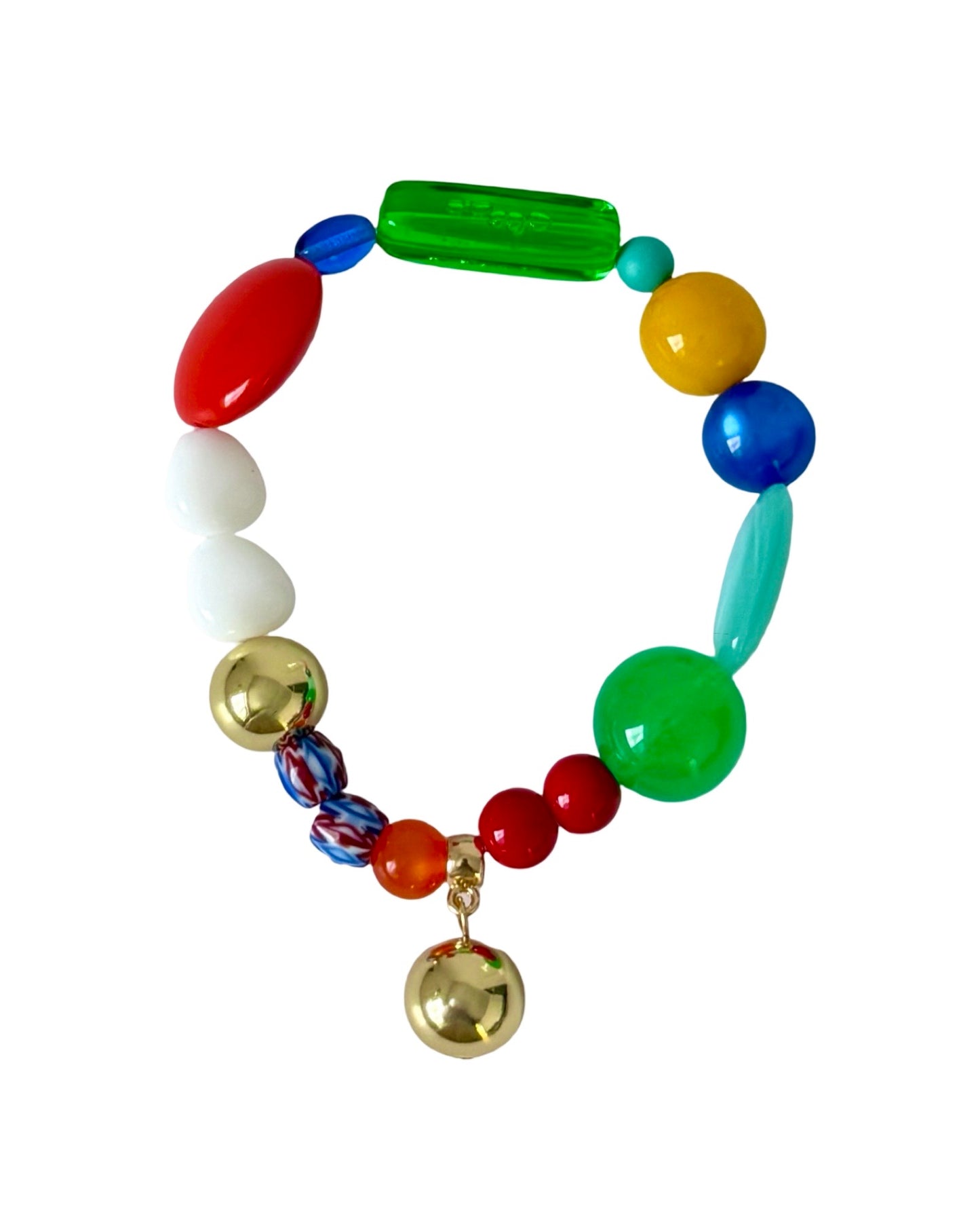 Rainbow drops vintage, chevron, lucite, handmade crystal gold beaded bracelet