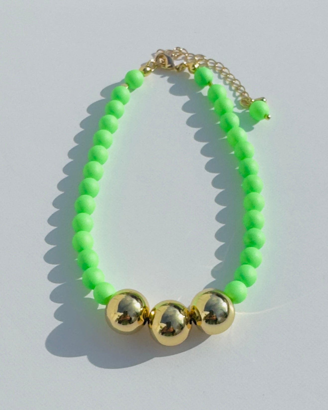 Betty boo bright green crystal pearl gold anklet