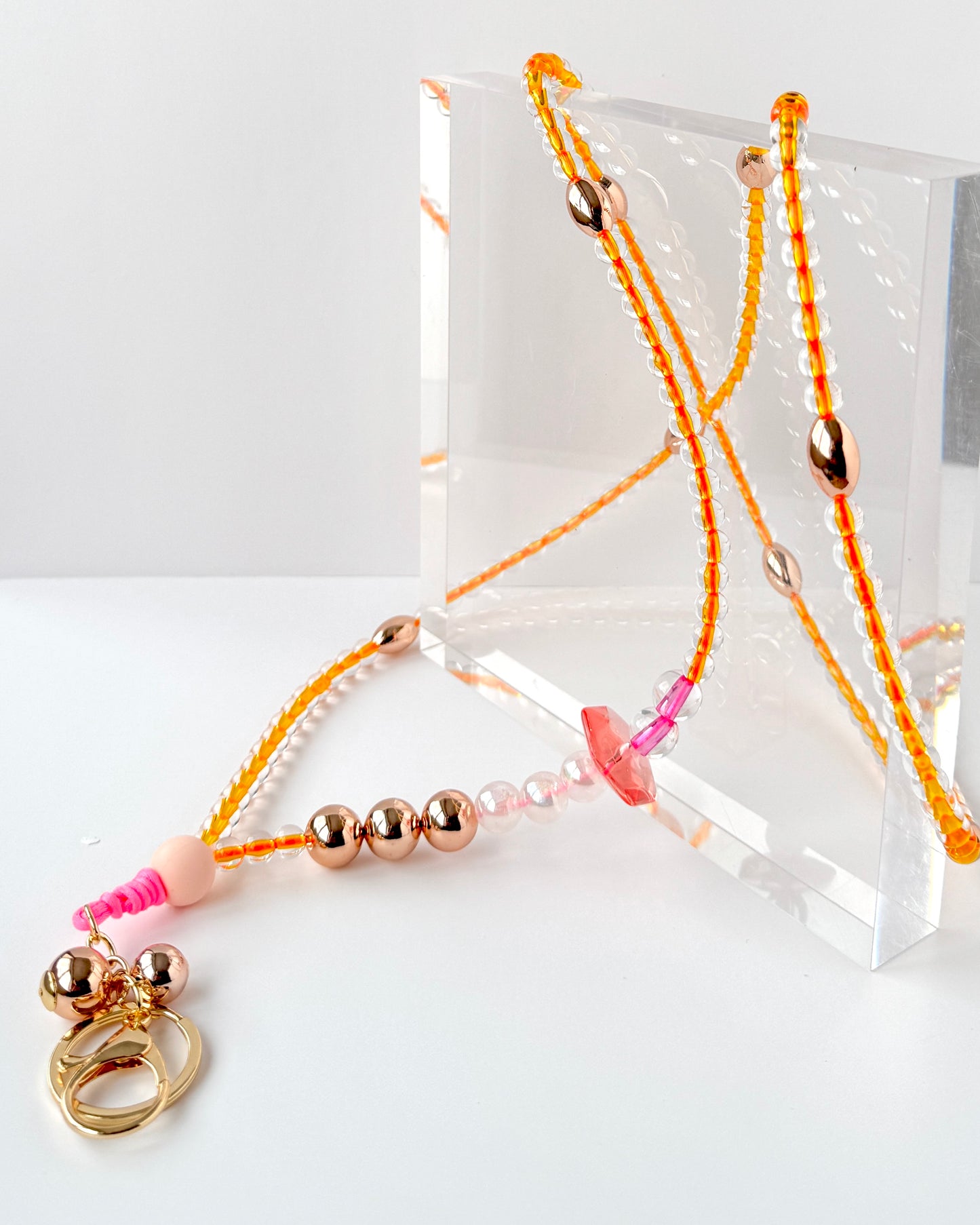 Peach Melba limited edition beaded phone strap