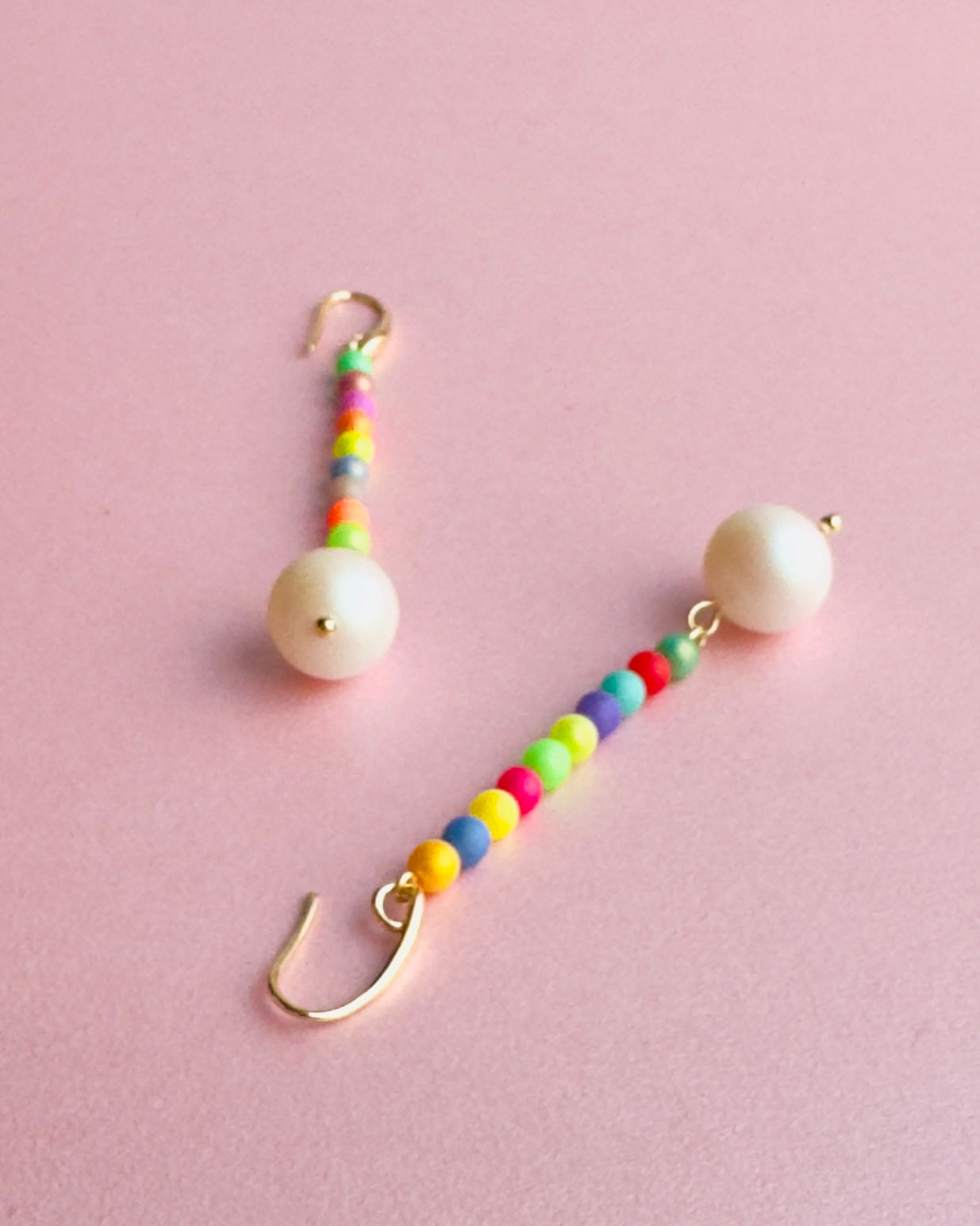 Rainbow queen drop crystal pearl earrings