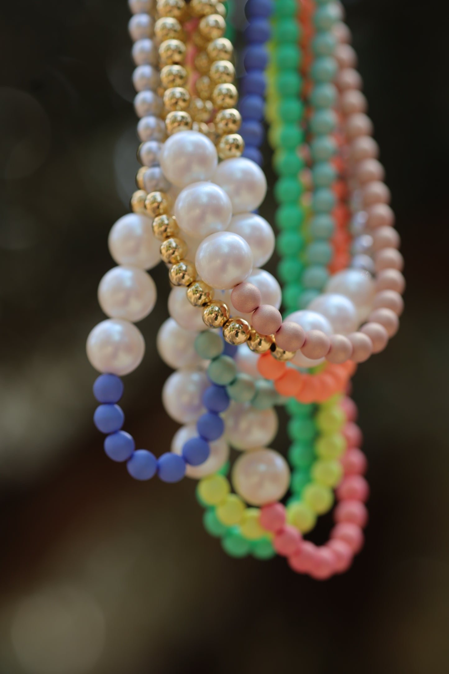 Bonnie bell cornflower blue crystal pearl + gold necklace