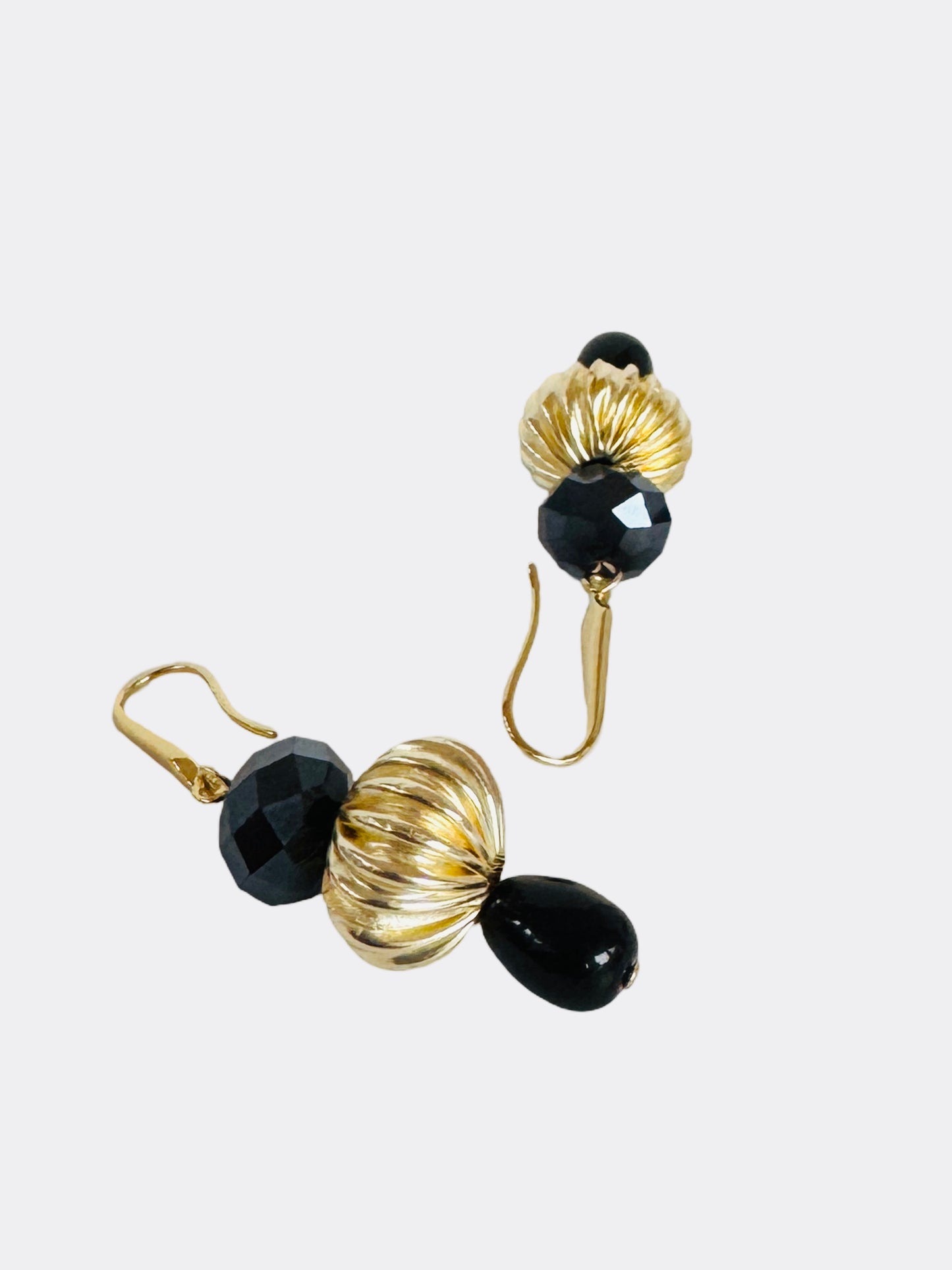 Julie jet + gold drop earrings
