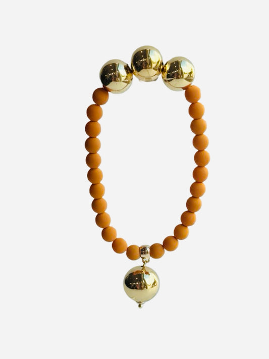 Betty boo tobacco Matt crystal pearl gold beaded bracelet