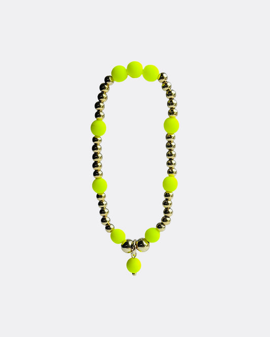 Fifi Trixie gold + neon yellow fine beaded bracelet