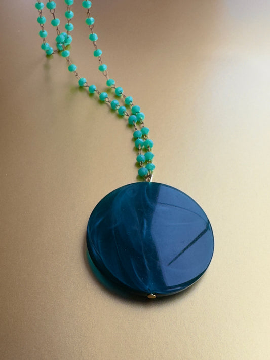 Symi necklace in seagreen + petrol green