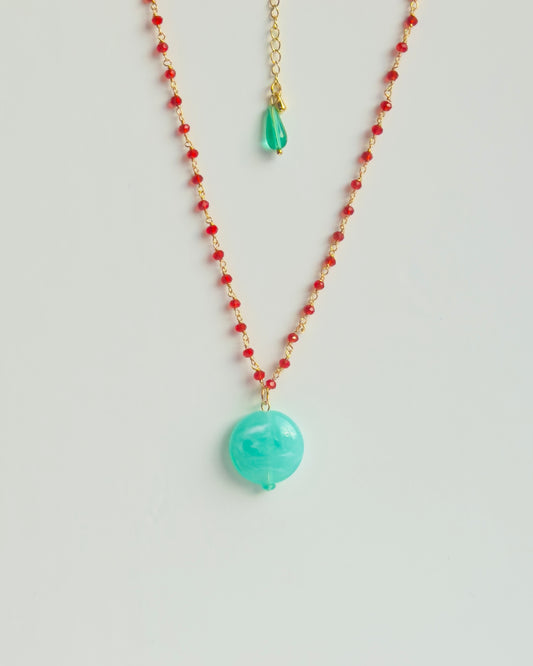 Lia turquoise + pearl drop necklace