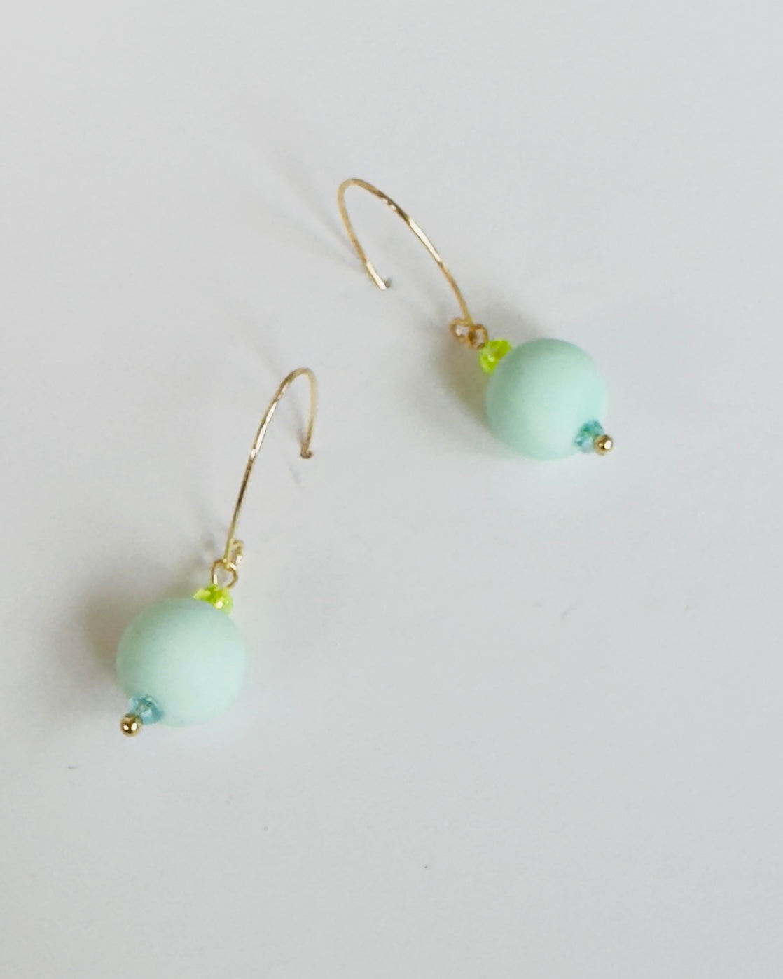 Isabella faded mint + crystal drop earrings