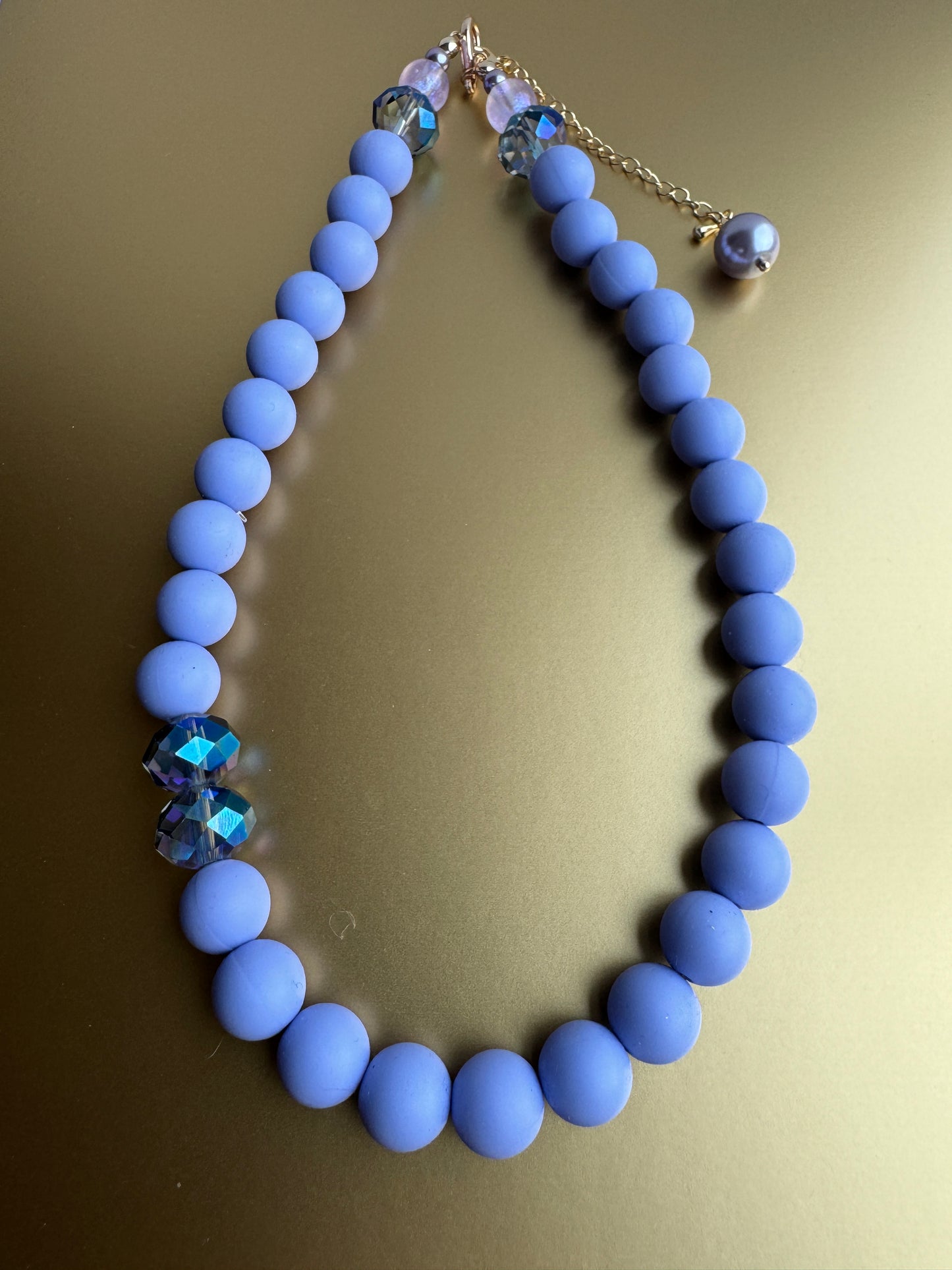 Cotton candy lilac + crystal necklace