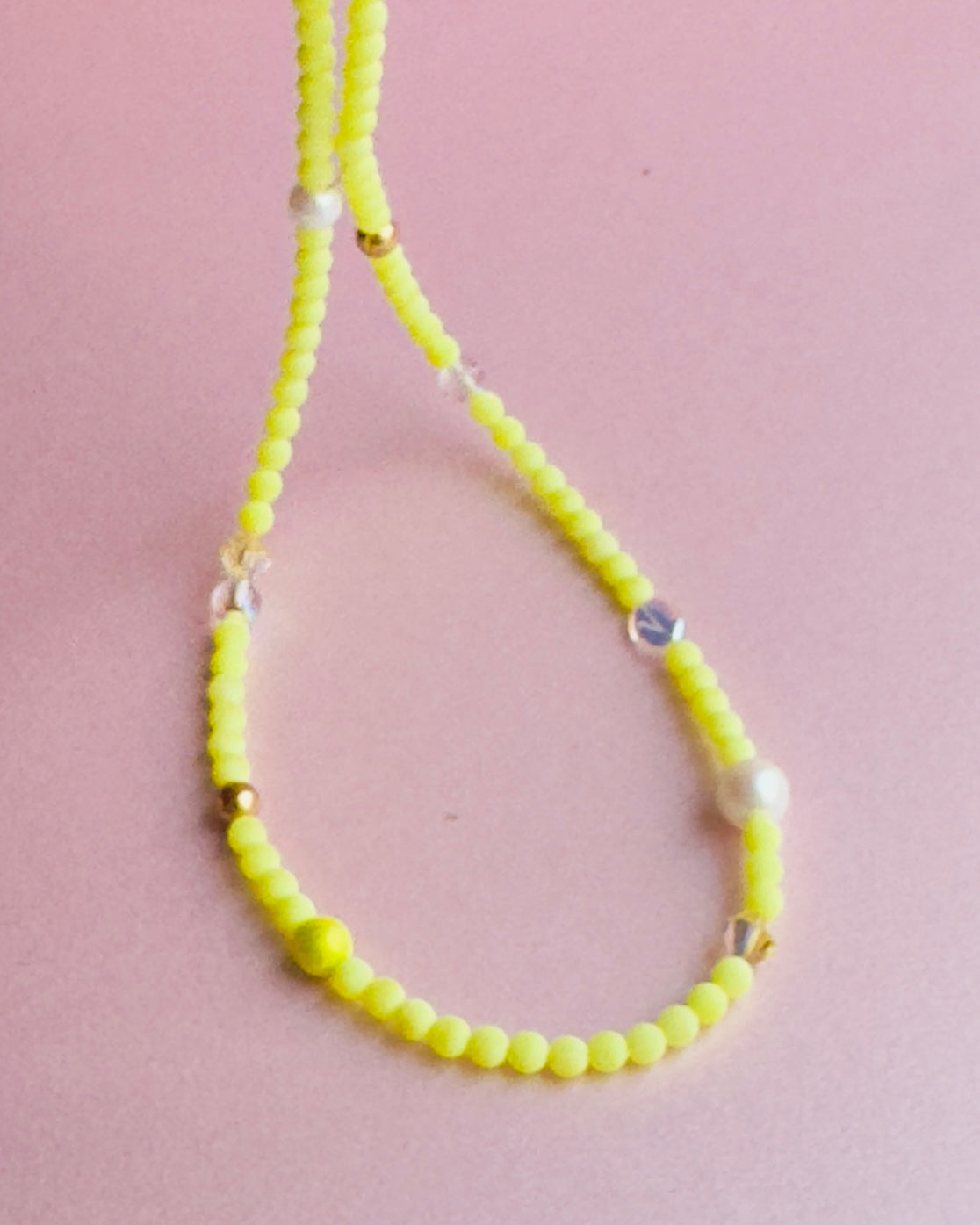 Sherbet drop lemon crystal pearl chocker