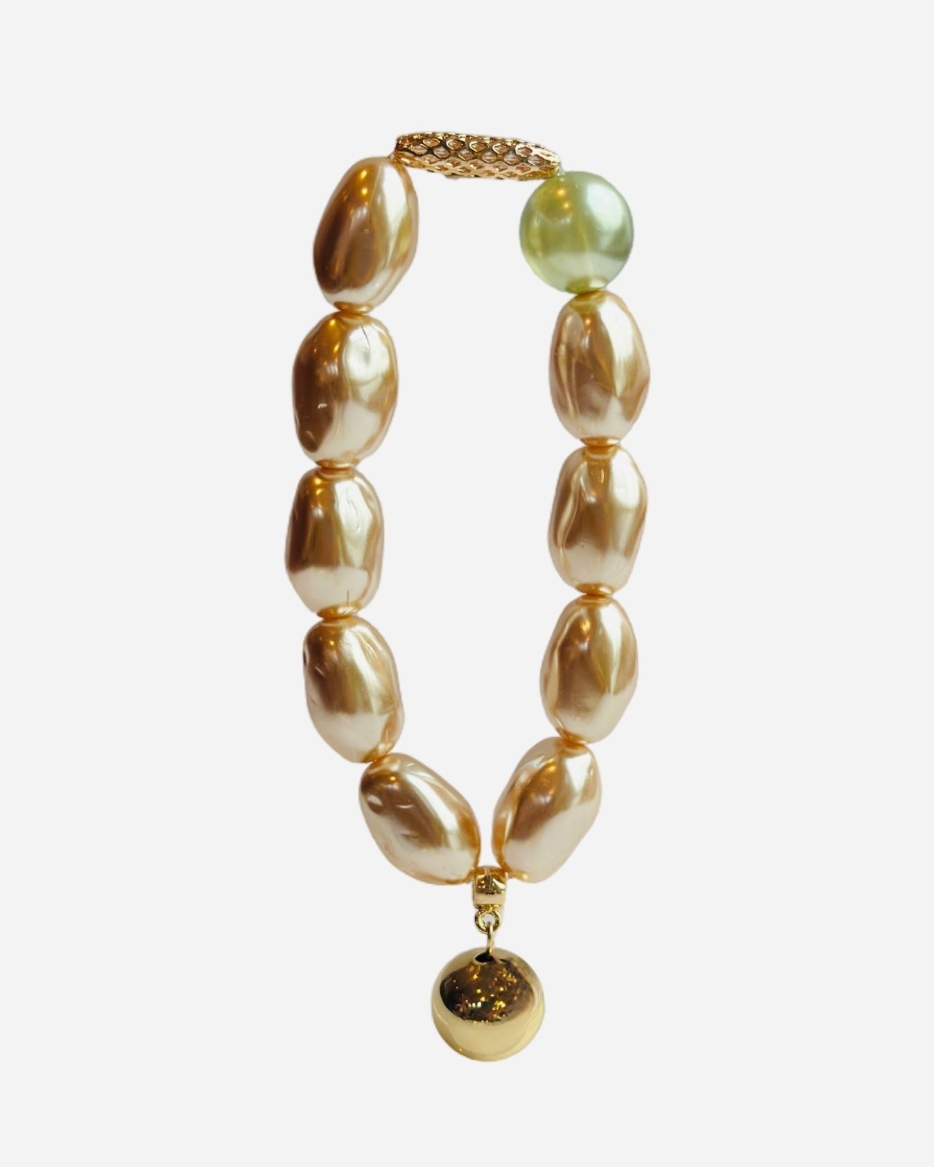 Bejewelled Juliette mint crystal soft cream Japanese vintage lucite beaded bracelet