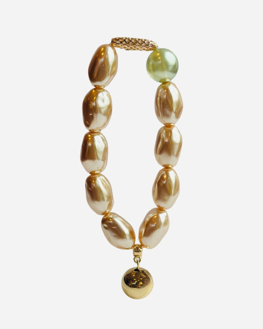 Bejewelled Juliette mint crystal soft cream Japanese vintage lucite beaded bracelet