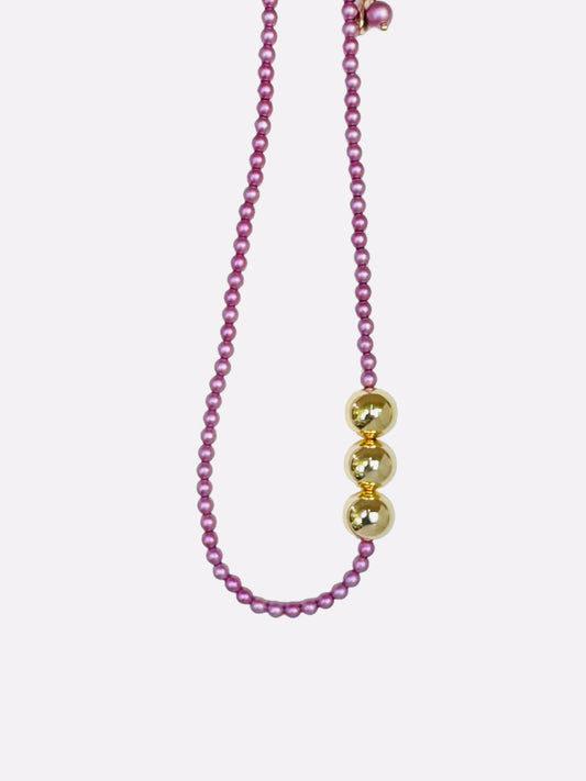 Betty boo purple crystal pearl gold chocker