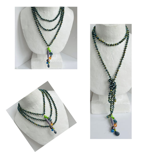 Zeina long crystal wrap necklace