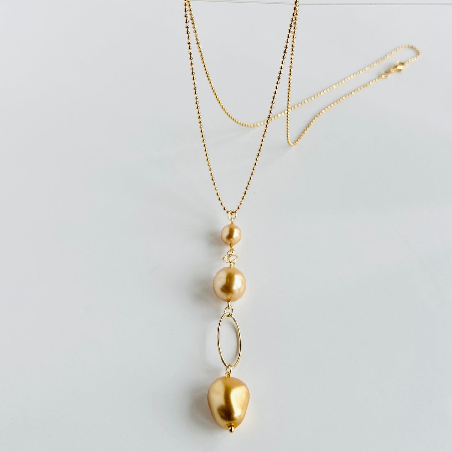 Portia 14k gold filled chain, baroque crystal pearl drop necklace