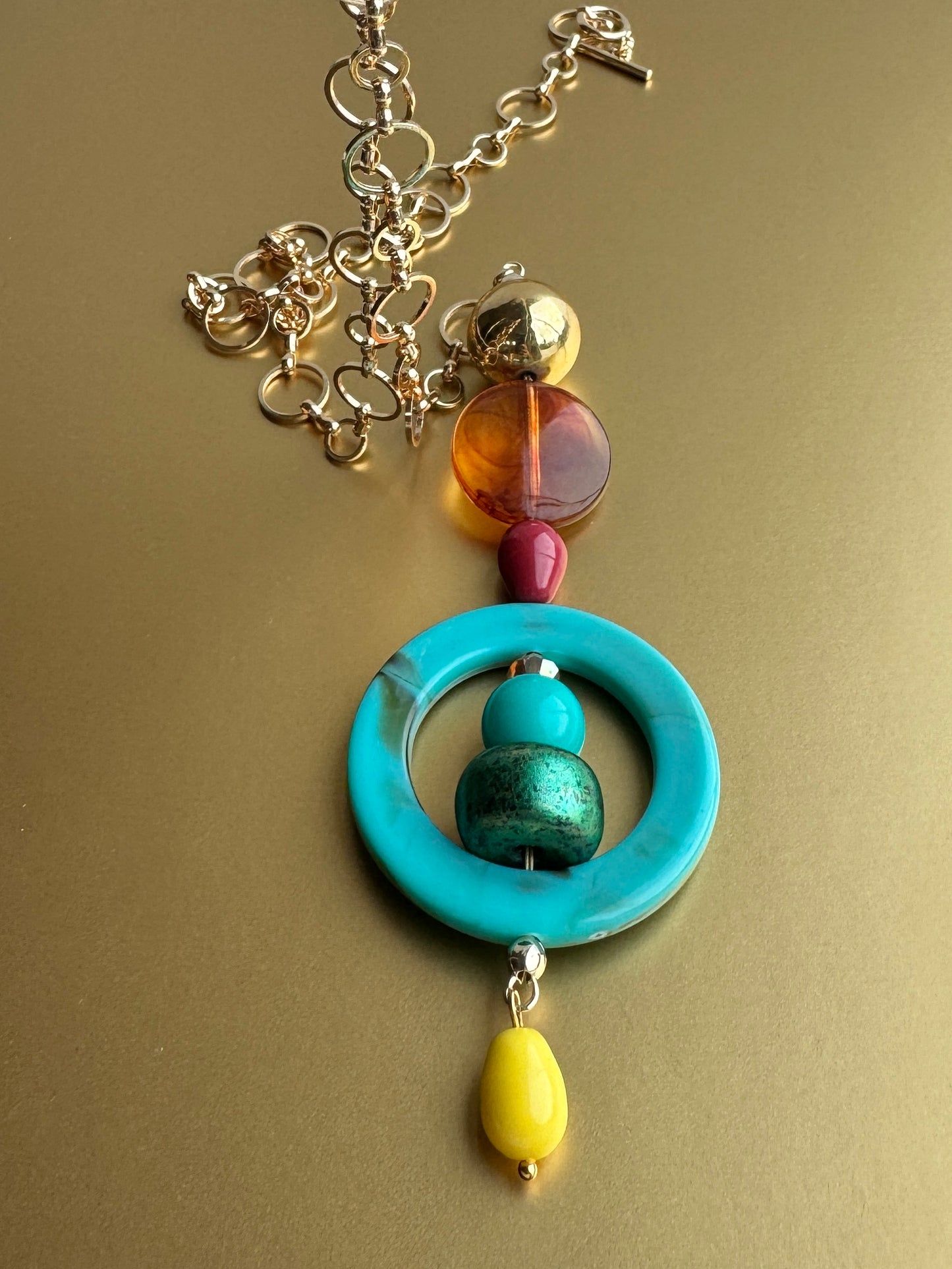 Wildflower drop beaded pendant necklace