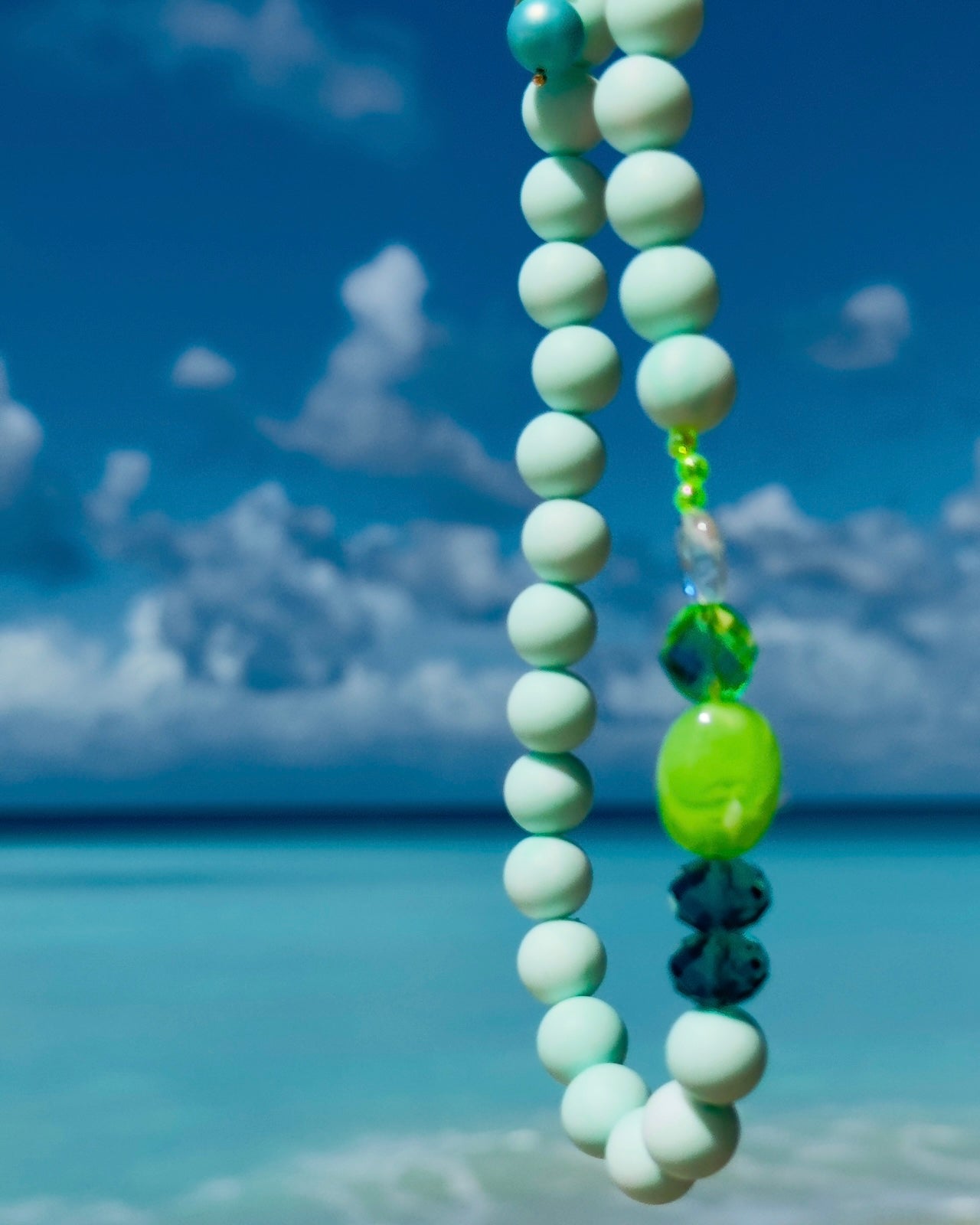 Gardenia faded mint + crystal pear multi wear necklace