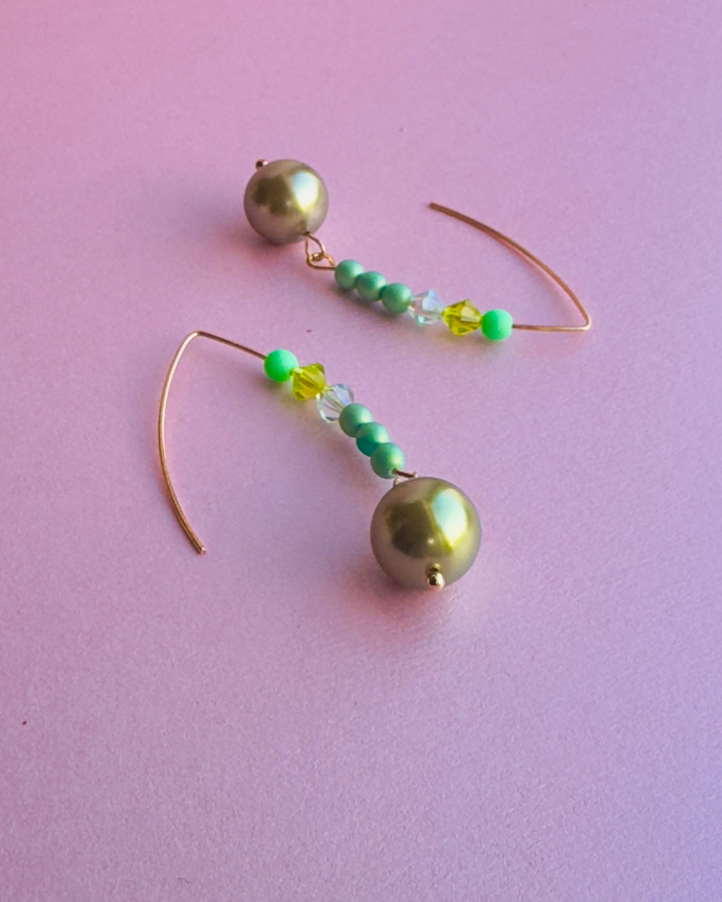 Tammy Olive crystal drop + crystal beaded earrings