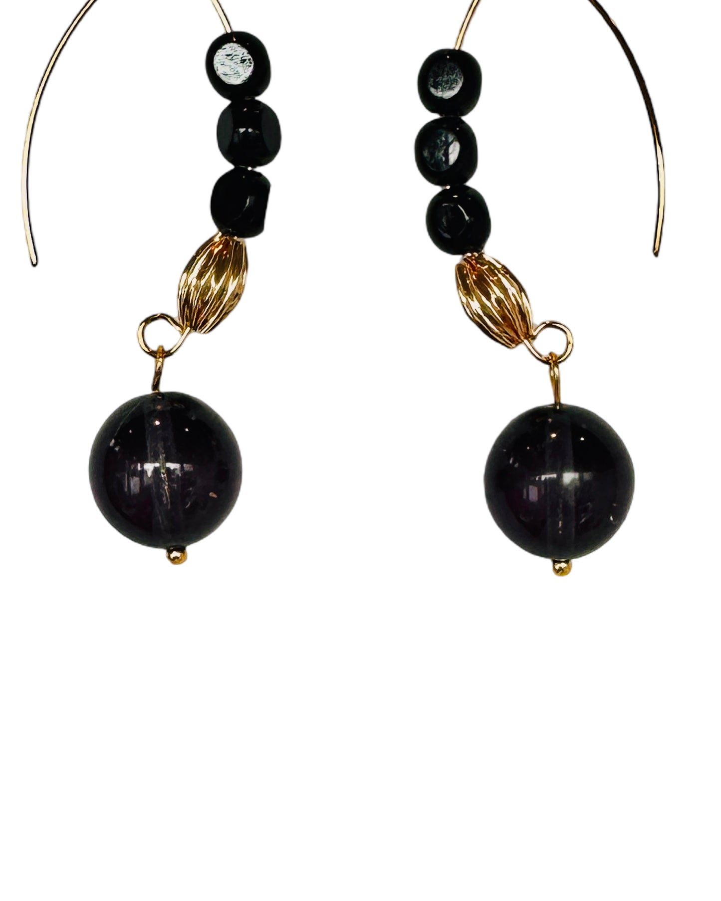 Carrie jet magic gold drop crystal earrings