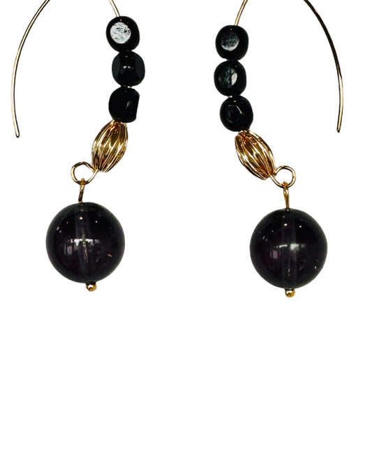 Carrie jet magic gold drop crystal earrings