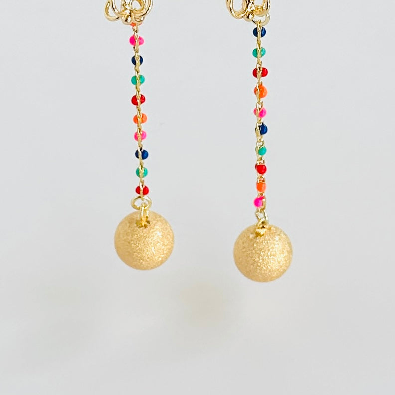 Asha Matt gold multi coloured drop earrings