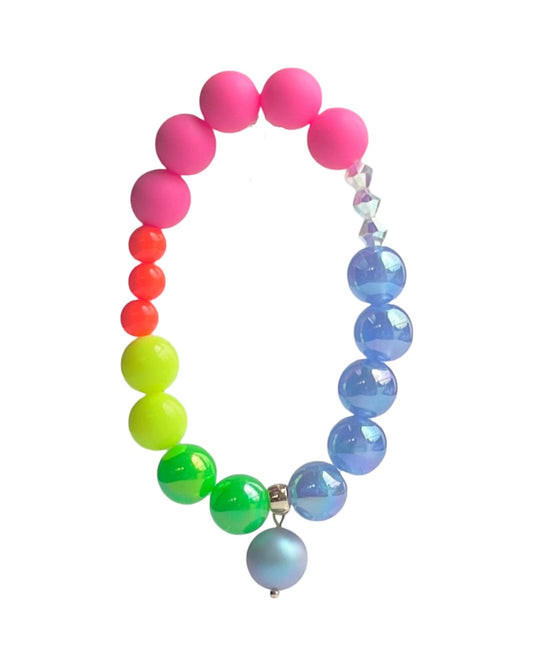 Candy mix beaded bracelet, crystal pearl charm