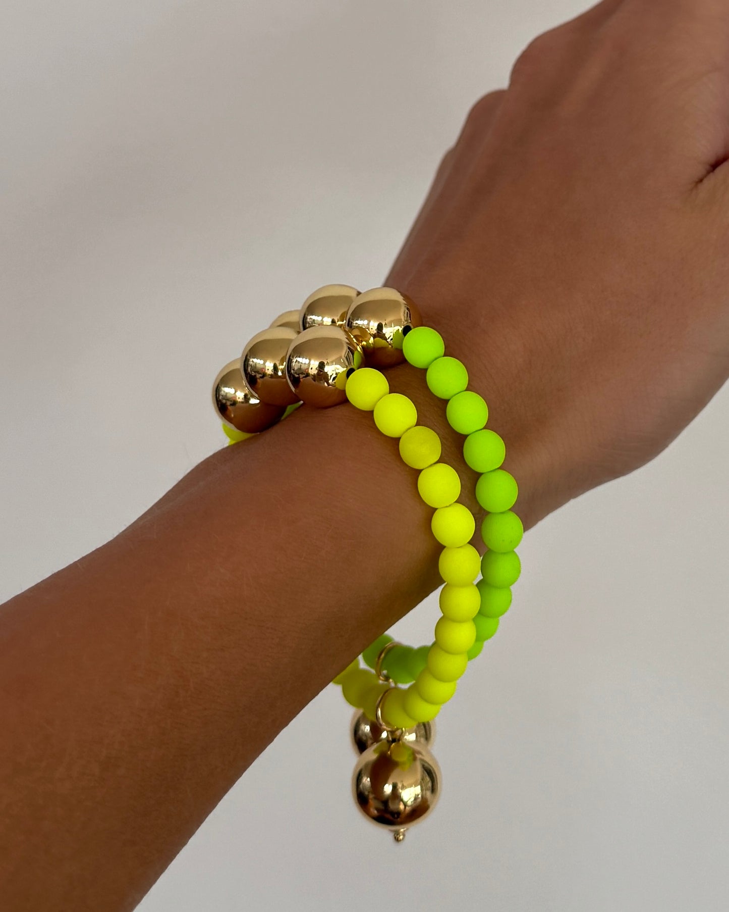 Betty boo shocking yellow crystal pearl gold beaded bracelet