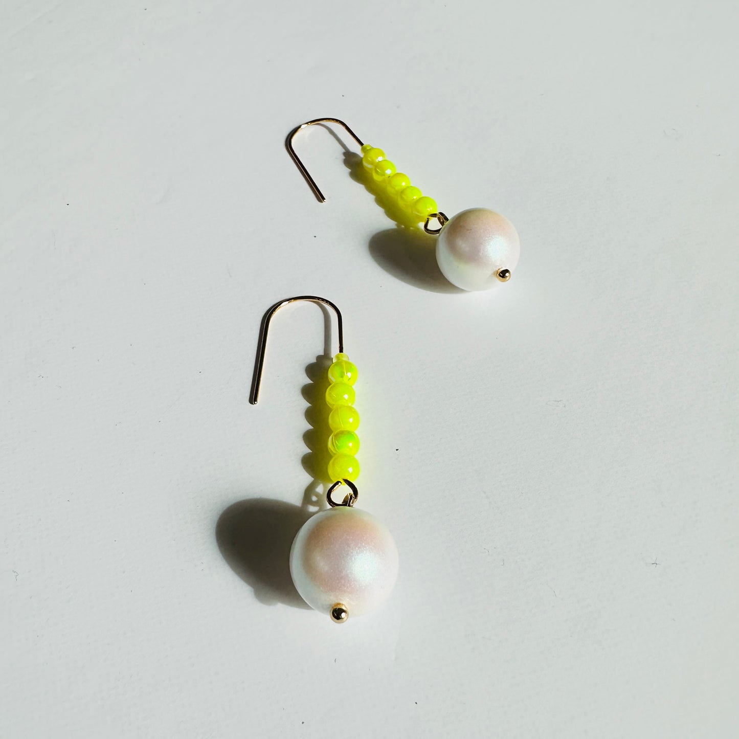 Pearl + neon drop earrings