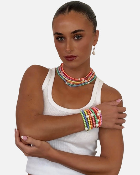 Lush lollipop iridescent sage crystal pearl bracelet