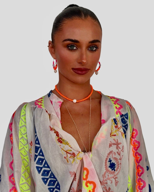 Gilda neon orange pearl necklace