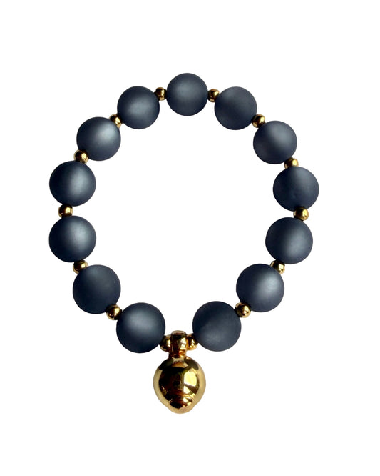 Beau Cobalt Grey Blue & Gold Bracelet