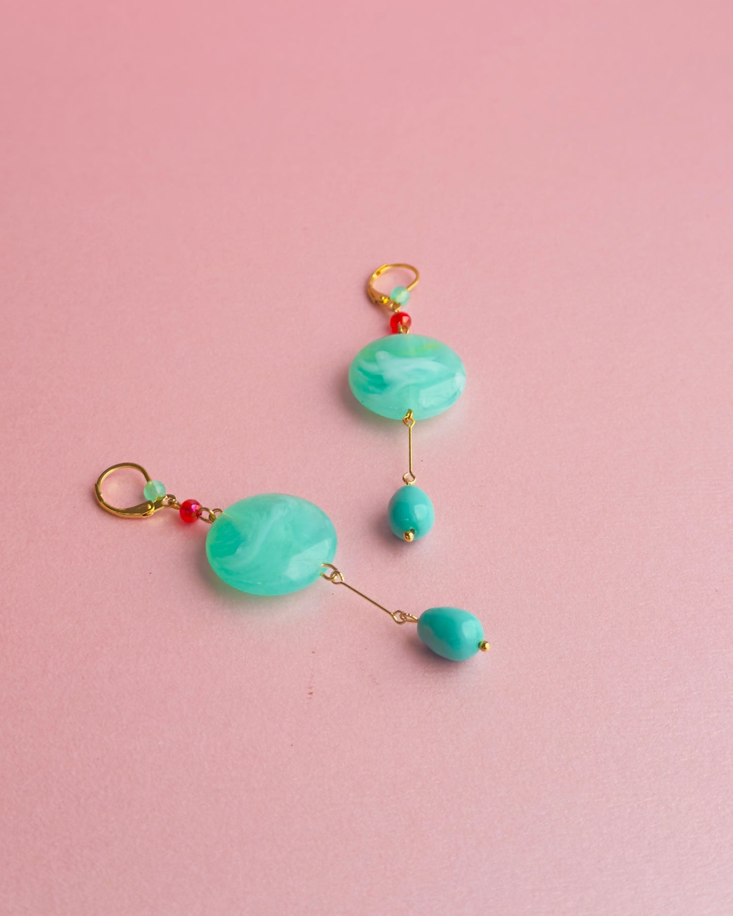 Lyra Aqua drop disc earrings