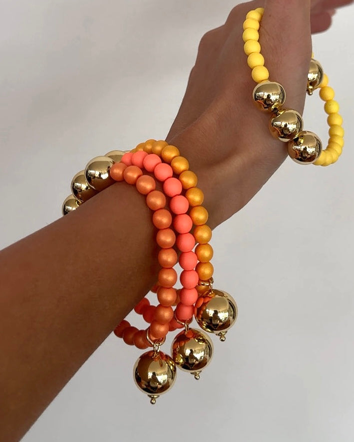 Betty boo tangerine crystal pearl gold beaded bracelet